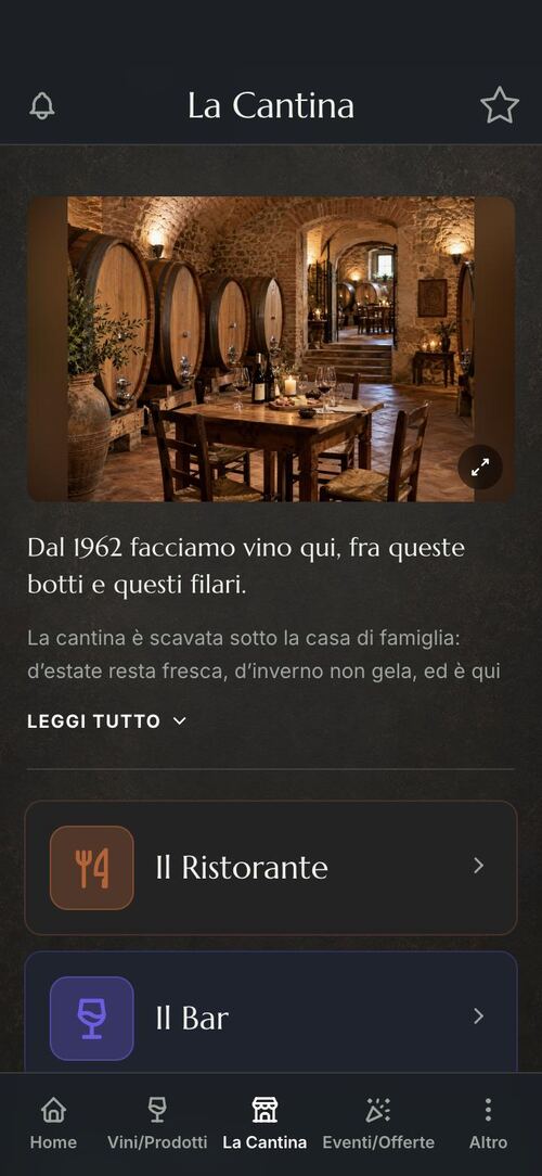 App per l’enoturismo: la storia della cantina e le visite, con durata e prezzo