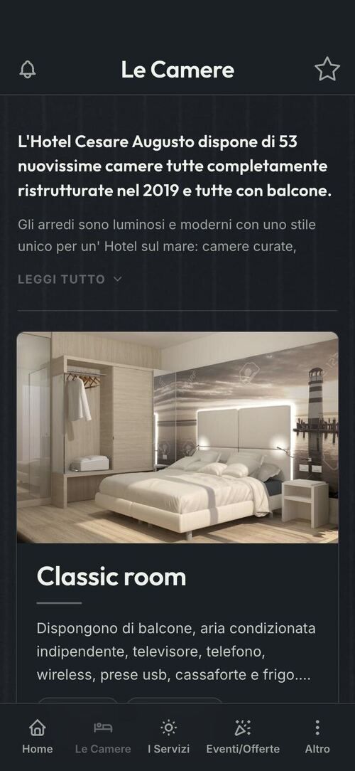 App per alberghi: le camere, ognuna con le sue foto, il prezzo e le dotazioni