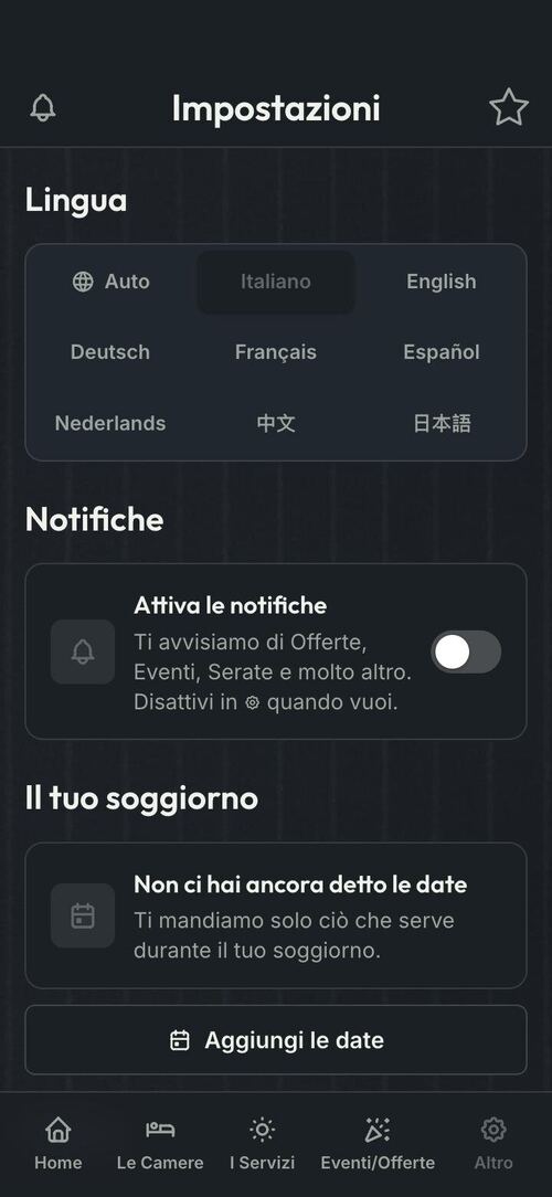 Concierge digitale in otto lingue: l’app dell’hotel nella lingua del telefono dell’ospite