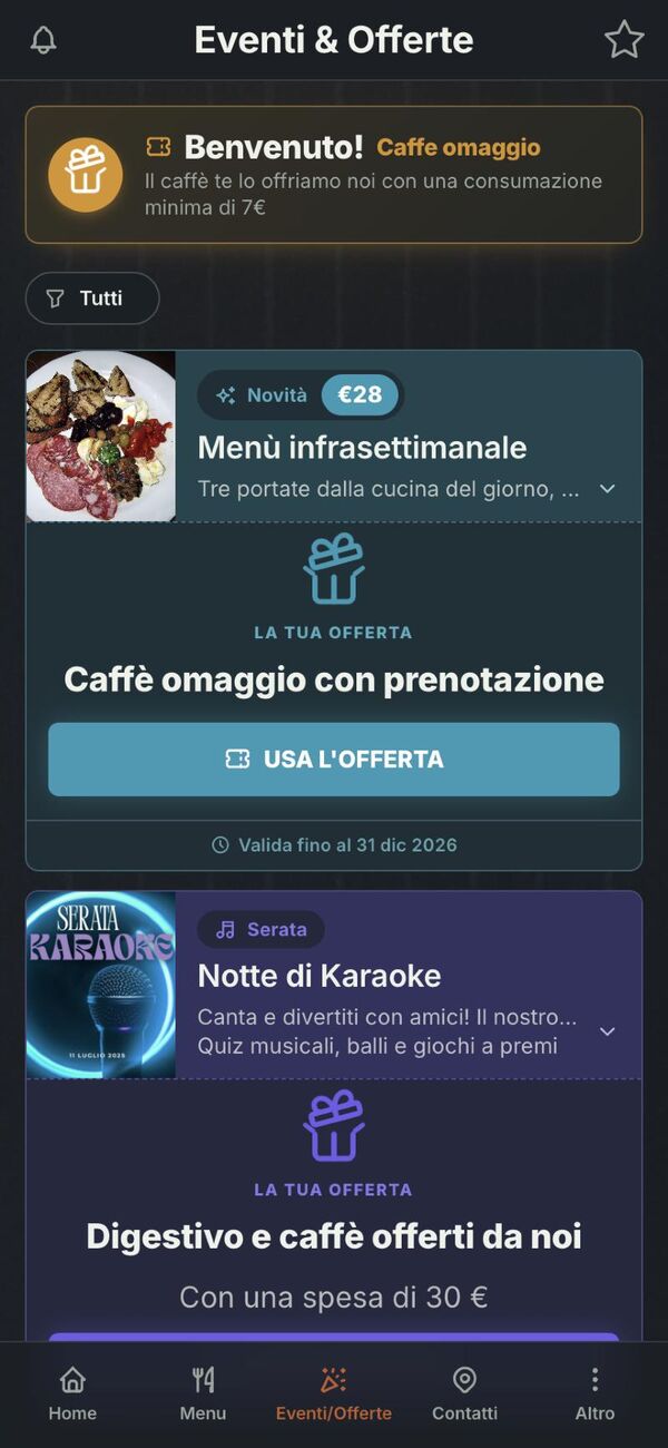 Fidelizzare i clienti del ristorante con Telaio: le offerte nell’app del locale