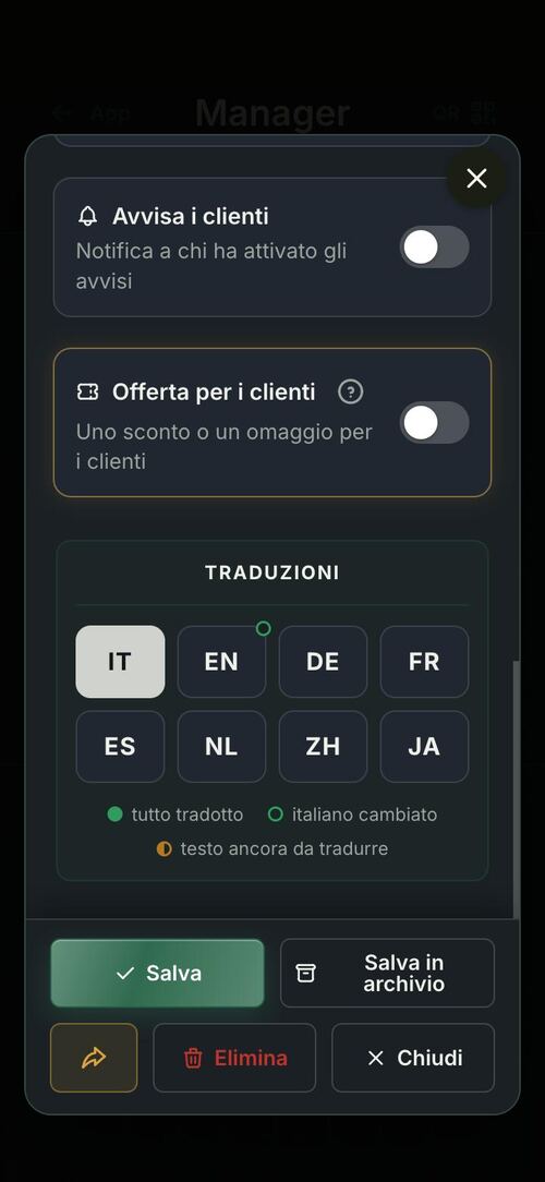 Otto lingue, su ogni testo