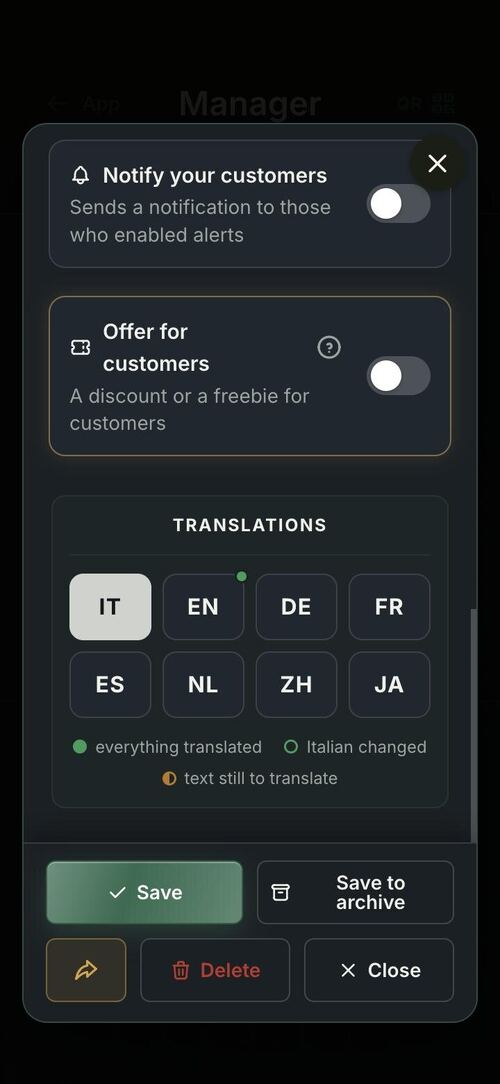 Eight languages, on every text