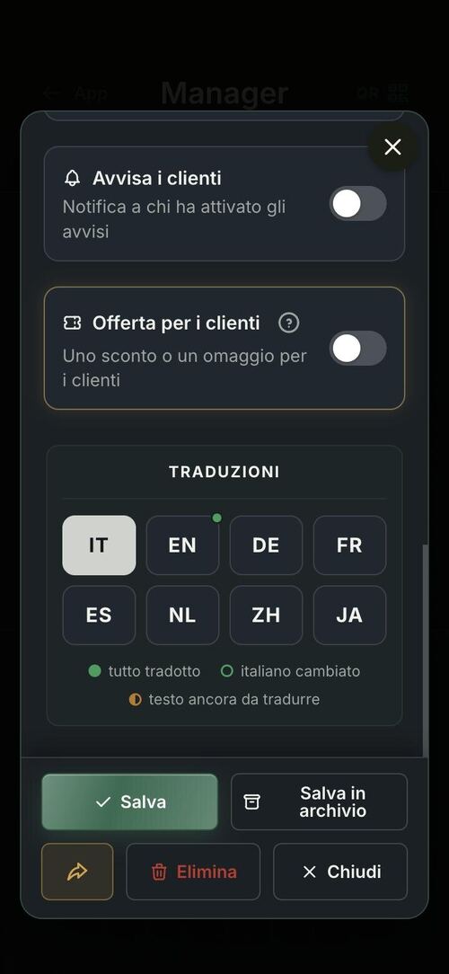 Otto lingue, su ogni testo